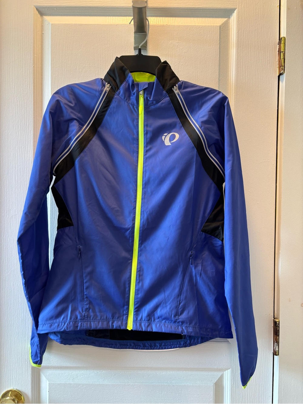 Pearl Izumi Blue Women’s Jacket with Neon Yellow Trim - Removable Sleeves Vest